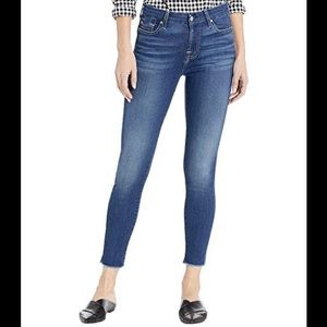 7 For All Mankind B(air) High Waist Ankle Skinny w/ Raw Hem in Duchess